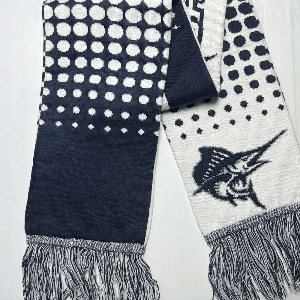 LogoFit Sailfish Reversible Scarf Navy White Knit Marine Palm Beach Atlantic PBA